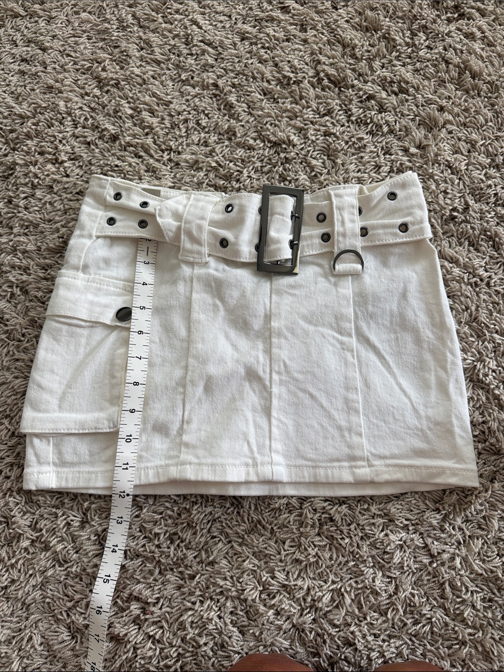 Edikted White Belted Mini Skirt with Cargo Pocket Detail
